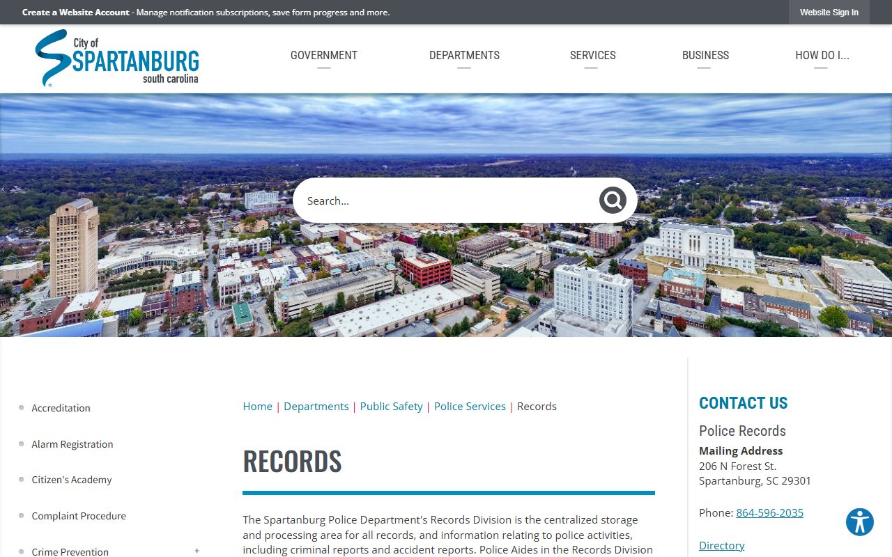 Spartanburg Police Department Records Division for recent bookings and arrest reports