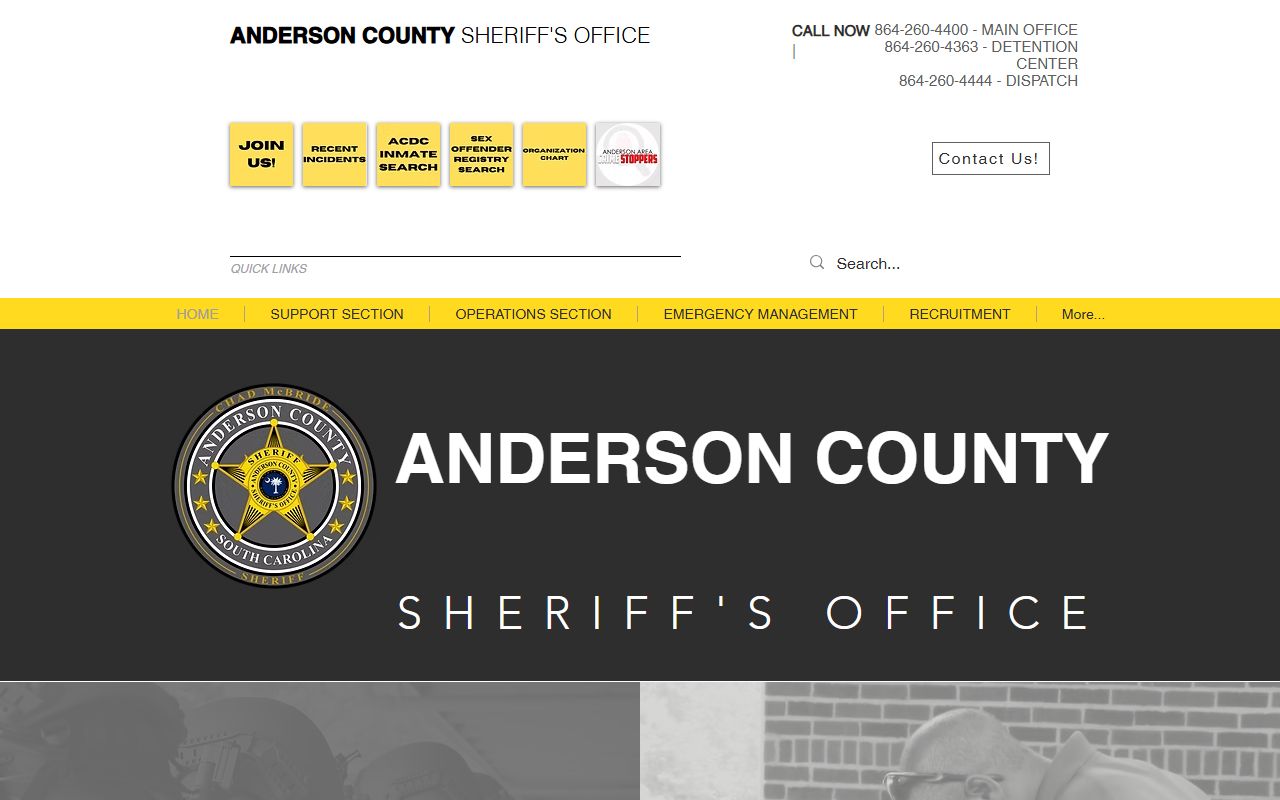 Anderson County Sheriff's Office for recent bookings and weekly arrest roster
