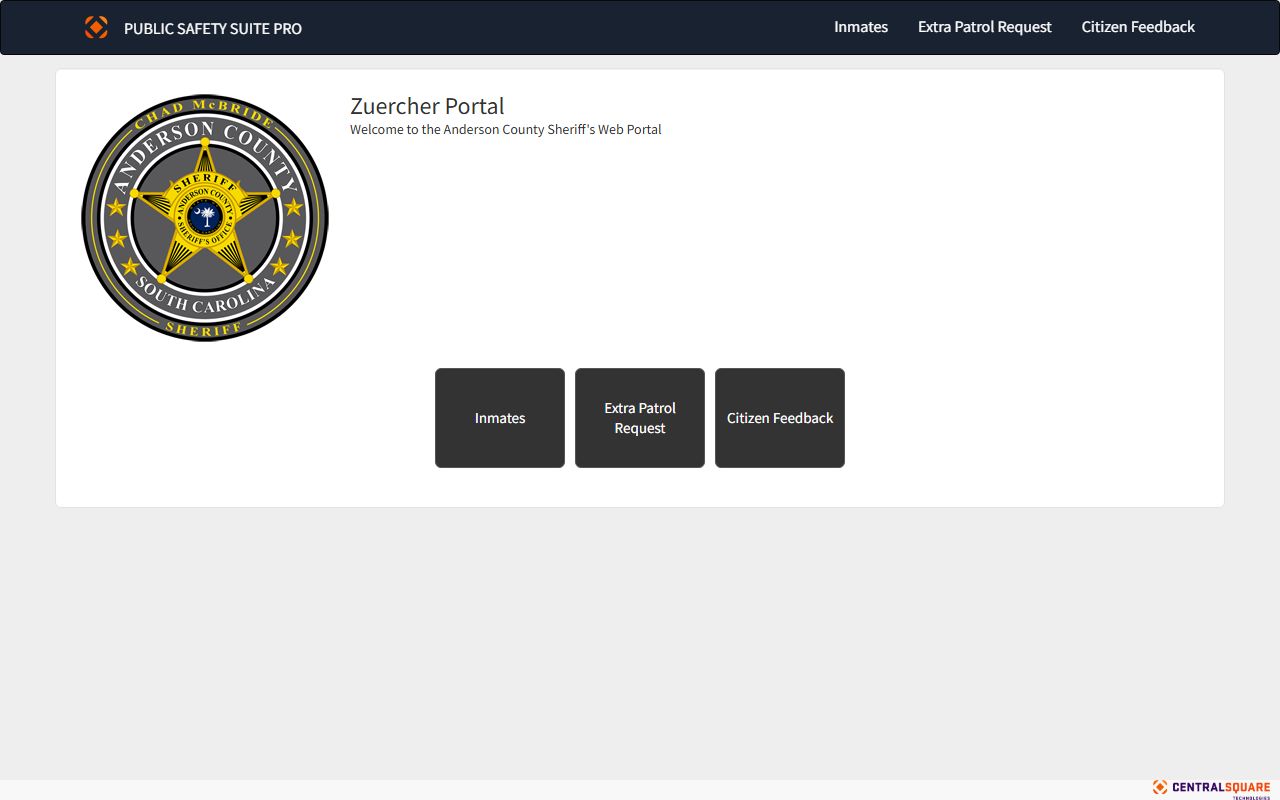 Anderson County Zuercher Portal inmate search for recent bookings and arrest records
