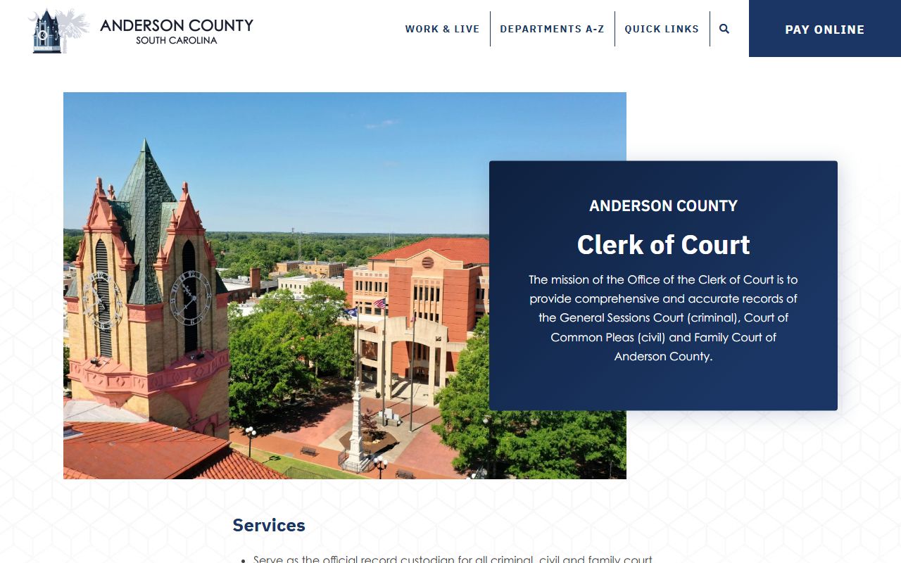 Anderson County South Carolina government website for public records and booking information