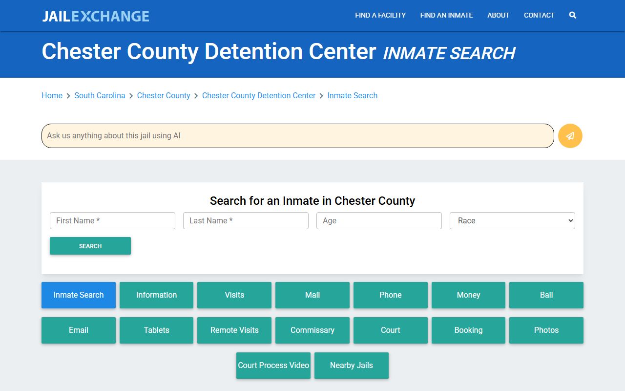 Chester County inmate search tool for finding recent bookings and mugshots