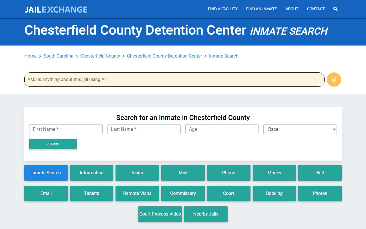 Chesterfield County inmate search and booking records database for recent arrests