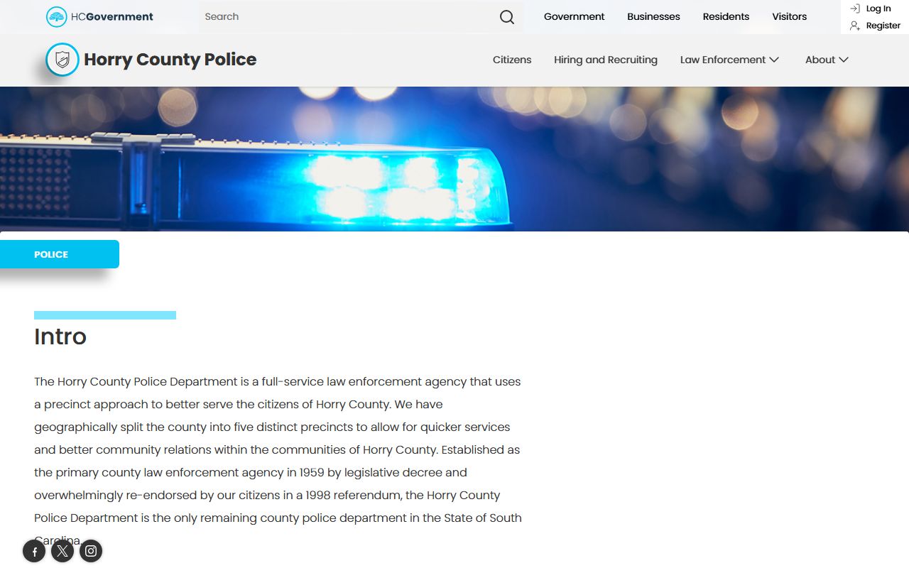 Horry County Police Department website related to recent bookings and arrest records