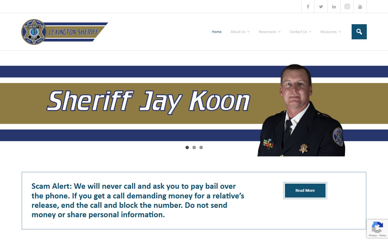 Lexington County Sheriff's Department website for recent bookings and arrest record access