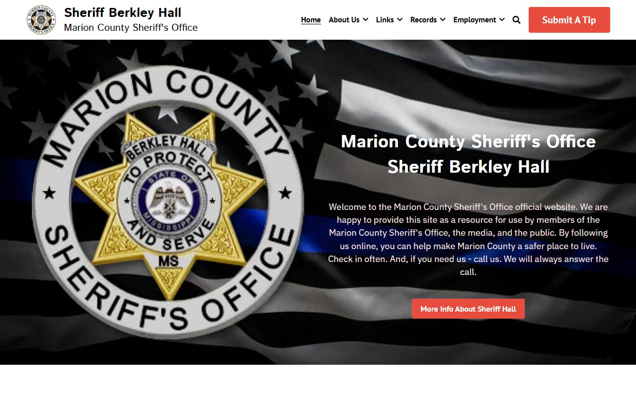 Marion County Sheriff's Office website for recent bookings and inmate search
