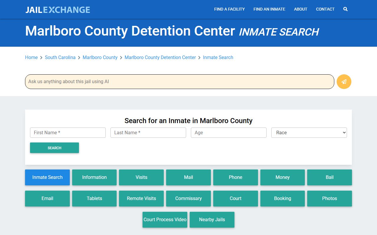 Marlboro County Detention Center inmate search and recent bookings mugshots