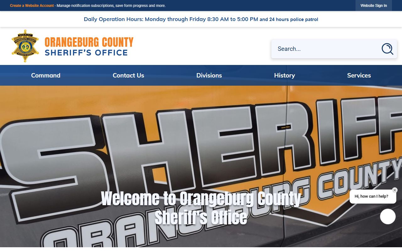Orangeburg County Sheriff's Office website for recent bookings and arrest records