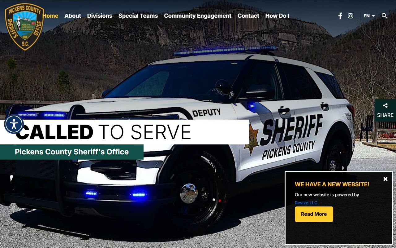 Pickens County Sheriff's Office website for recent bookings and inmate search