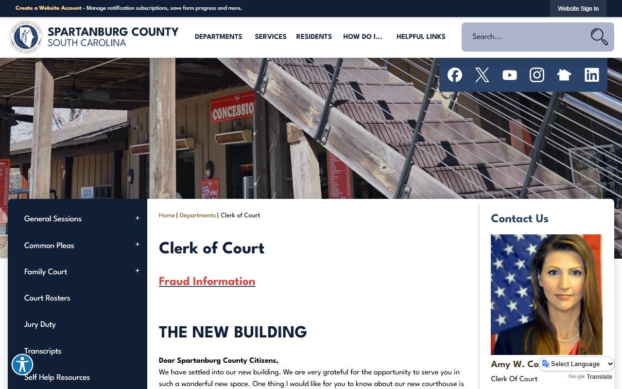 Spartanburg County Clerk of Court for booking and arrest case records